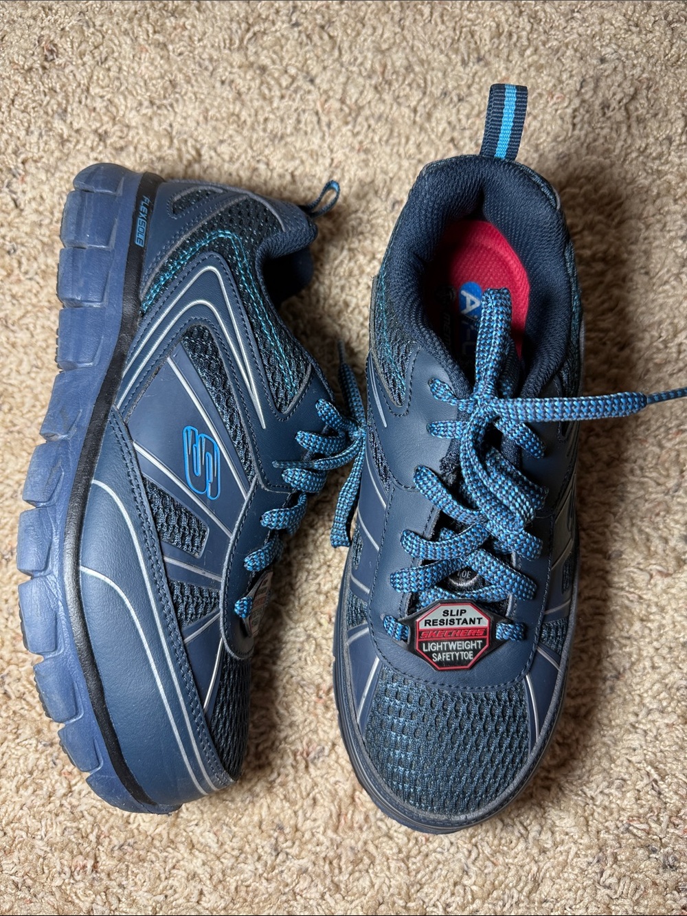 Skechers Steel Toe Navy Blue Lightweight Slip-Resistant Sneakers Memory foam